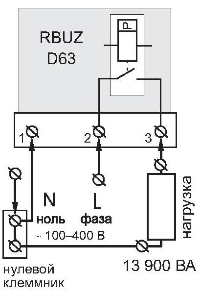 Упрощенная внутренняя схема и схема подключения RBUZ D63